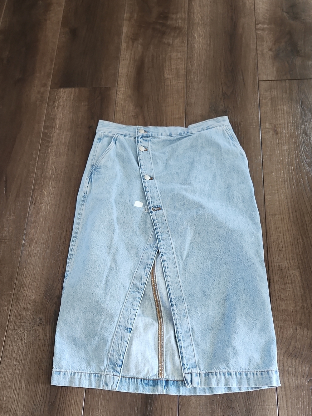 Madewell Light Blue Denim Skirt with Front Button Slit